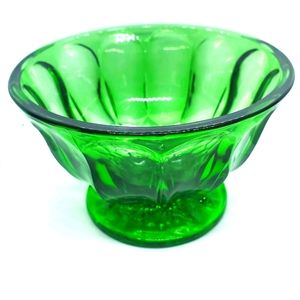 Vintage Green Indiana Glass Co. Thumbprint Bowl